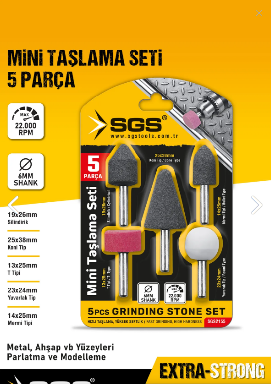 SGS2155 MİNİ TAŞLAMA SETİ 5 PARÇA 